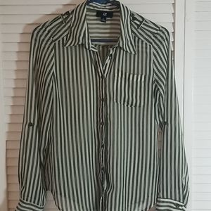 Olive green and white blouse